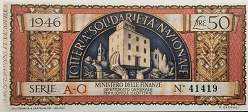 biglietto Lotteria di Solidarietà Nazionale del 1946
