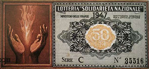 biglietto Lotteria di Solidarietà Nazionale del 1947