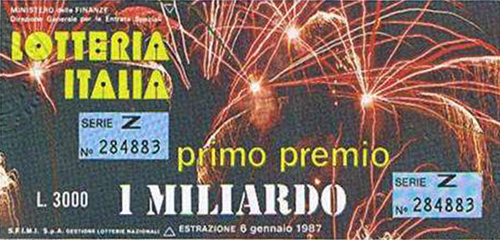 biglietto Lotteria Italia del 1986 - «Fantastico 7»