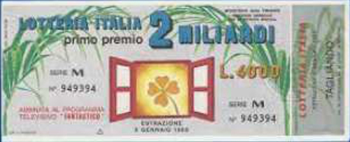 biglietto Lotteria Italia del 1988 - «Fantastico 9»