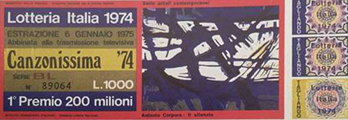 biglietto Lotteria Italia del 1974 «artista A. Corpora» - Canzonissima