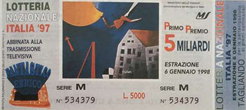 biglietto Lotteria Nazionale Italia del 1997 «artista E. Tadini» - «Fantastico Enrico»