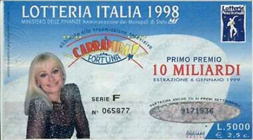 biglietto Lotteria Italia del 1998 - «Carramba! Che Fortuna»