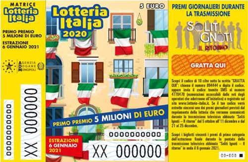 biglietto Lotteria Italia del 2020 - «Soliti Ignoti – Il ritorno»