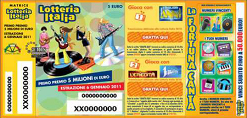 biglietto Lotteria Italia del 2010 - «I Migliori Anni»
